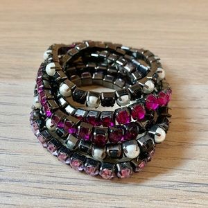 Set of 6 Stretchy Jeweled Bracelets